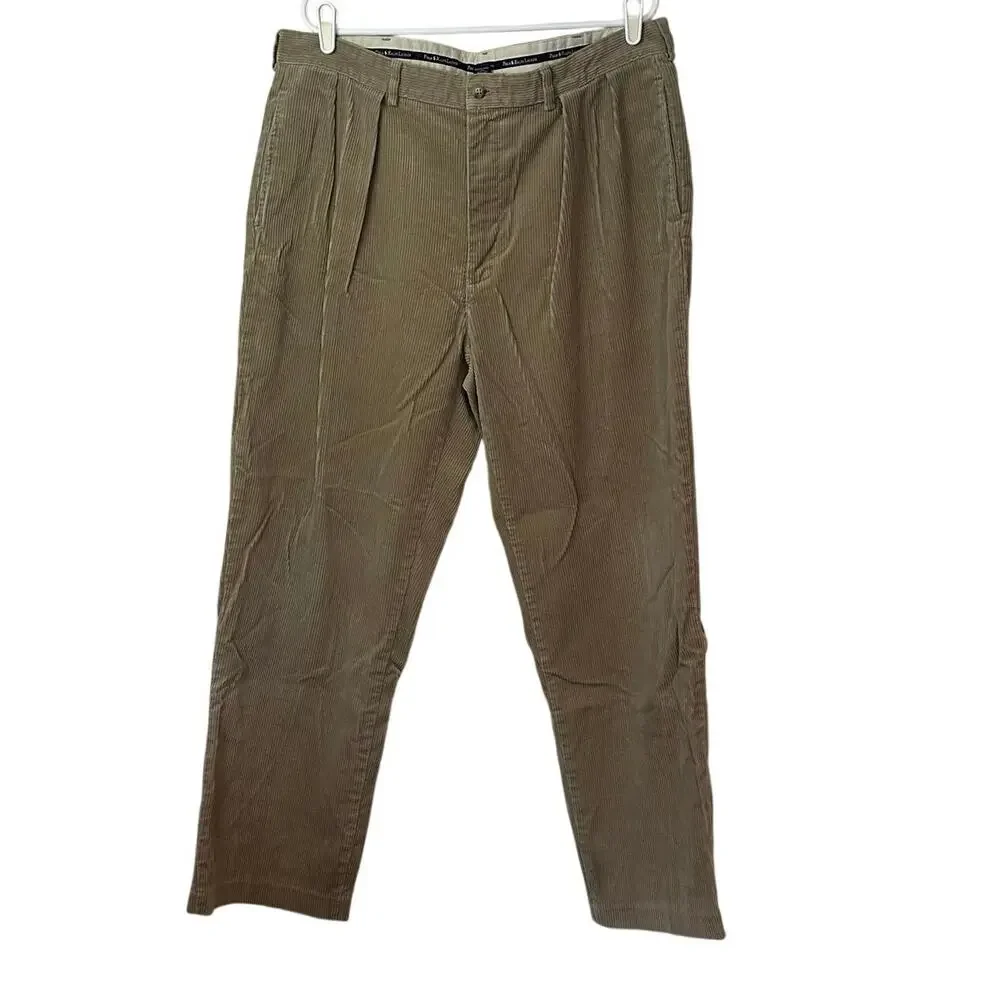 Polo Ralph Lauren Polo Cords Men’s Corduroy Pleated Trousers Size 38 Tan Preppy